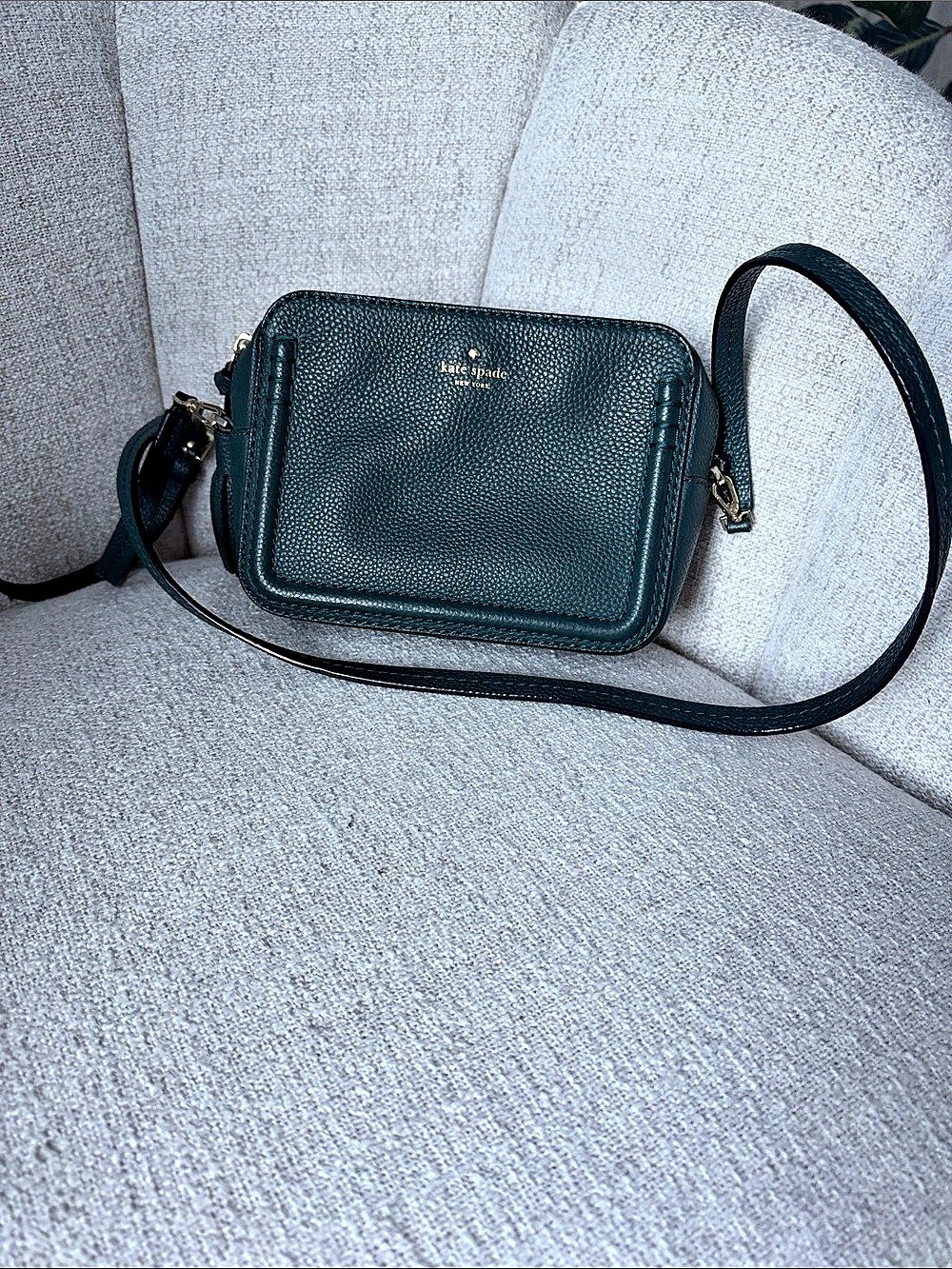 Kate Spade Pebbled Crossbody Bag green blue teal tassel bag